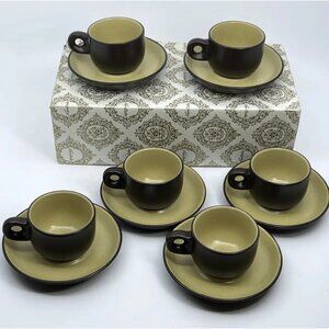 VTG Noritake Folkstone Equator Smooth Demitasse Cups Saucers MCM Stoneware NOS